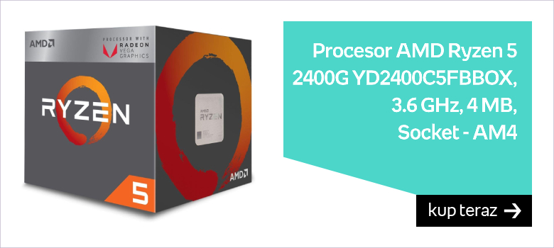 Procesor AMD Ryzen 5 2400G YD2400C5FBBOX, 3.6 GHz, 4 MB, Socket - AM4 