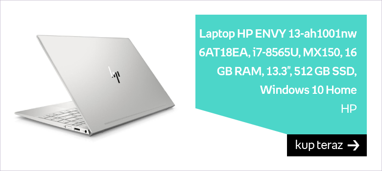 Laptop HP ENVY 13-ah1001nw 6AT18EA, i7-8565U, MX150, 16 GB RAM, 13.3", 512 GB SSD, Windows 10 Home 