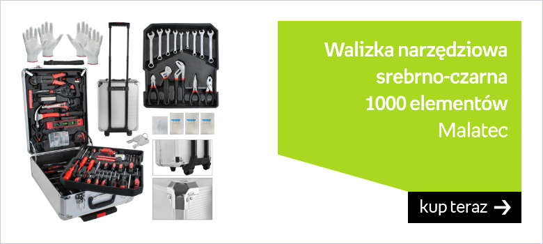 Walizka narzędziowa MALATEC, srebrno-czarna, 1000 elementów 