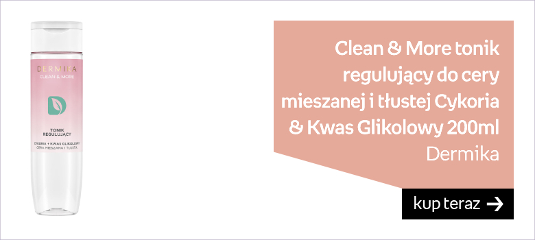 Dermika, Clean & More tonik regulujący do cery mieszanej i tłustej Cykoria & Kwas Glikolowy 200ml 