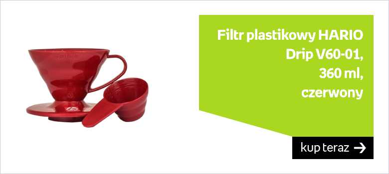 Filtr plastikowy HARIO Drip V60-01, 360 ml, czerwony