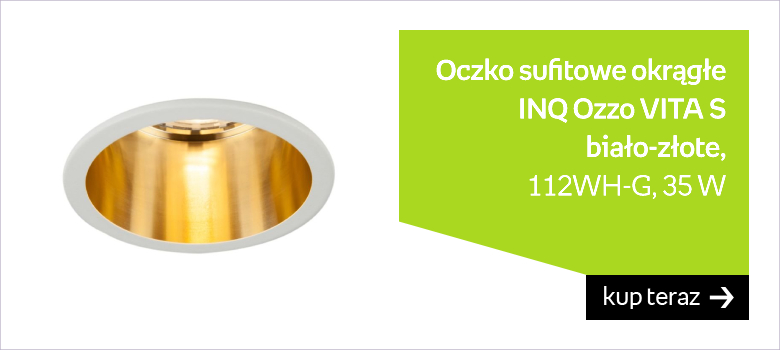 Oczko sufitowe okrągłe INQ Ozzo VITA S 112WH-G, biało-złote, 35 W 