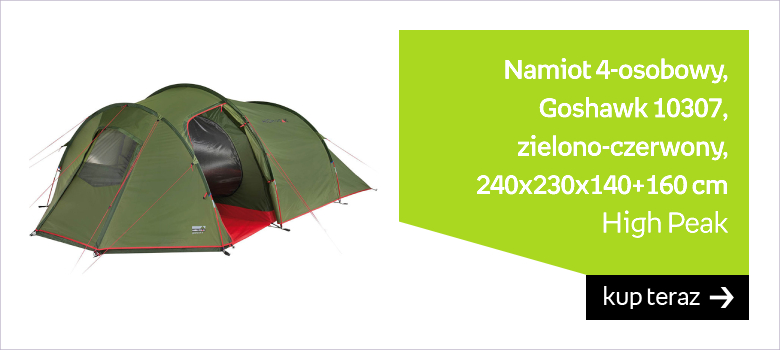 High Peak, Namiot 4-osobowy, Goshawk 10307, zielono-czerwony, 240x230x140+160 cm 