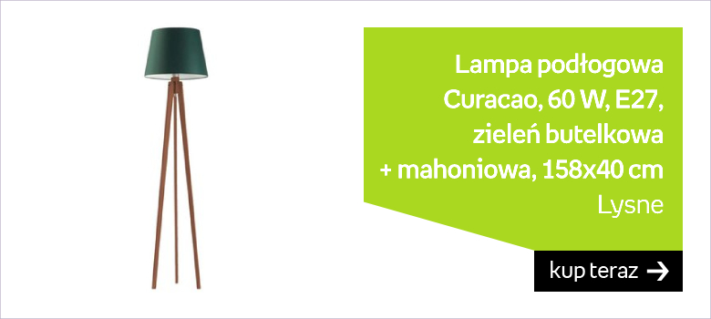 Lampa podłogowa LYSNE Curacao, 60 W, E27, zieleń butelkowa-mahoniowa, 158x40 cm 