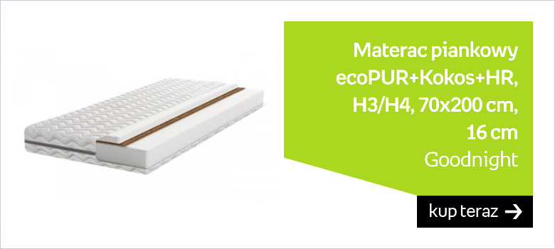 Materac piankowy E-GOODNIGHT ecoPUR+Kokos+HR, H3/H4, 70x200 cm, 16 cm 
