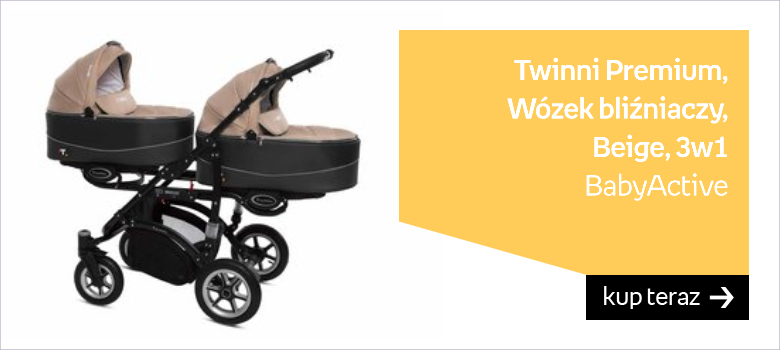 BabyActive, Twinni Premium, Wózek bliźniaczy, Beige, 3w1 