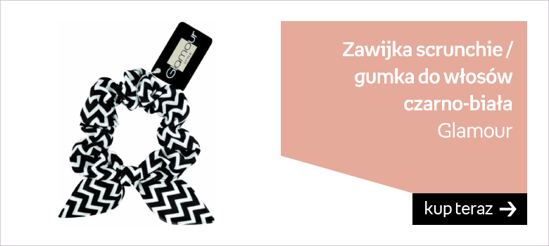 Glamour Zawijka scrunchie gumka do włosów Czarno-Biała 
