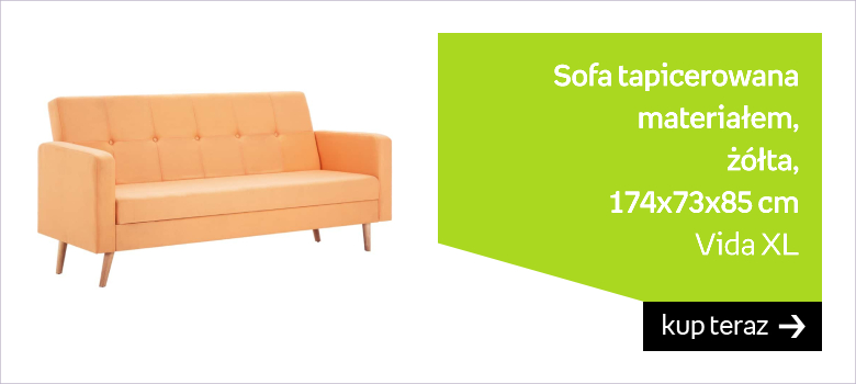 Sofa tapicerowana materiałem vidaXL, żółta, 174x73x85 cm 