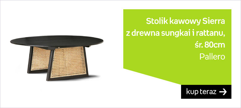 Stolik kawowy z drewna sungkai i rattanu Sierra(⌀80 cm) 