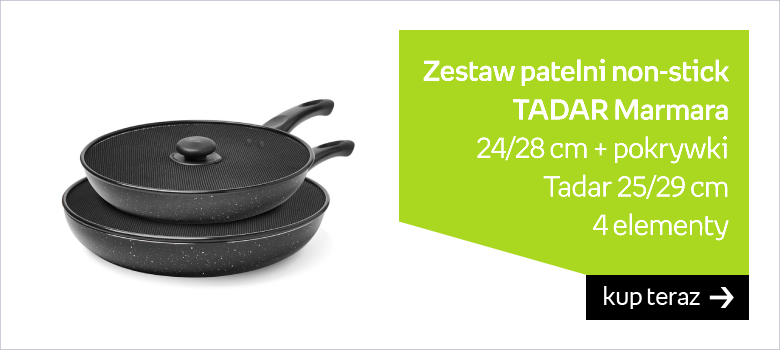 Zestaw patelni non-stick TADAR Marmara, 24/28 cm, + pokrywki Tadar 25/29 cm,czarny, 4 elementy 