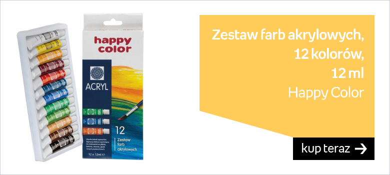 Happy Color, zestaw farb akrylowych, 12 kolorów, 12 ml 