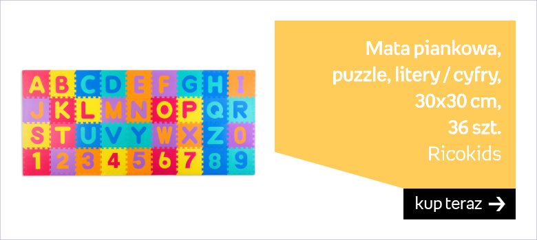 Ricokids, Mata piankowa/Puzzle, Litery/Cyfry, 30x30 cm, 36 szt.