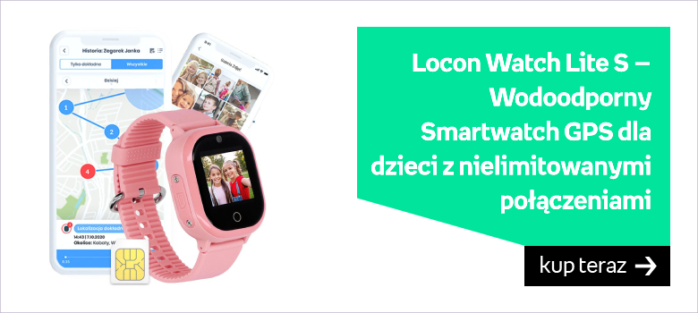 Locon Watch Lite S — Wodoodporny Smartwatch GPS dla dzieci z nielimitowanymi połączeniami telefonicznymi 