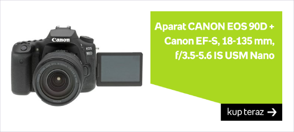 Aparat CANON EOS 90D + Canon EF-S, 18-135 mm, f/3.5-5.6 IS USM Nano 