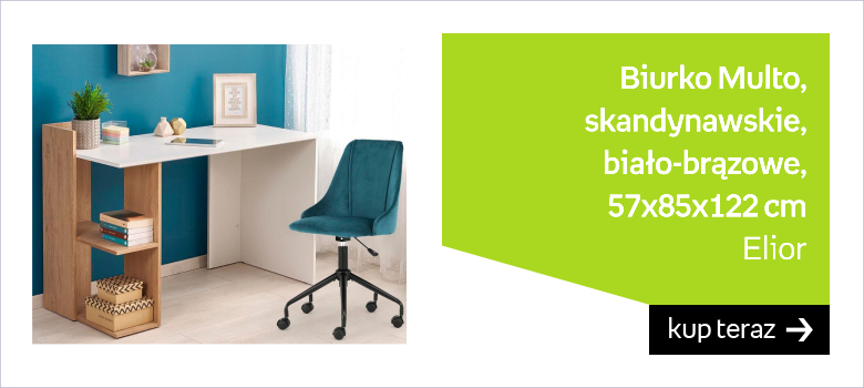 Skandynawskie biurko ELIOR Multo, biało-brązowe, 57x85x122 cm 