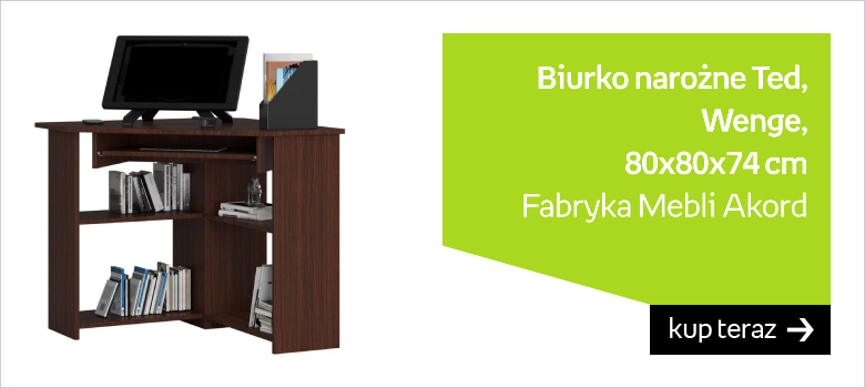 Akord, Biurko narożne Ted, Wenge, 80x80x74 cm 