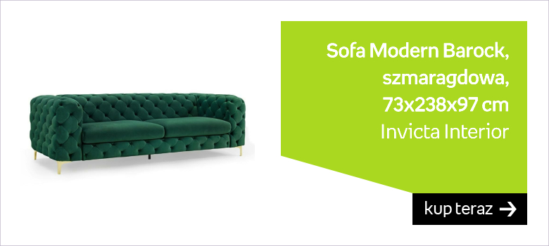 Sofa INVICTA INTERIOR Modern Barock, szmaragdowa, 73x238x97 cm 
