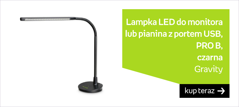 Gravity LED PL PRO B, Lampka LED do monitora lub pianina z portem USB, czarna 
