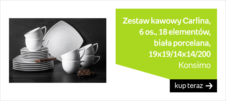 Zestaw kawowy, 6 os. (18 el) CARLINA biały / 19x19/14x14/200 / porcelana 
