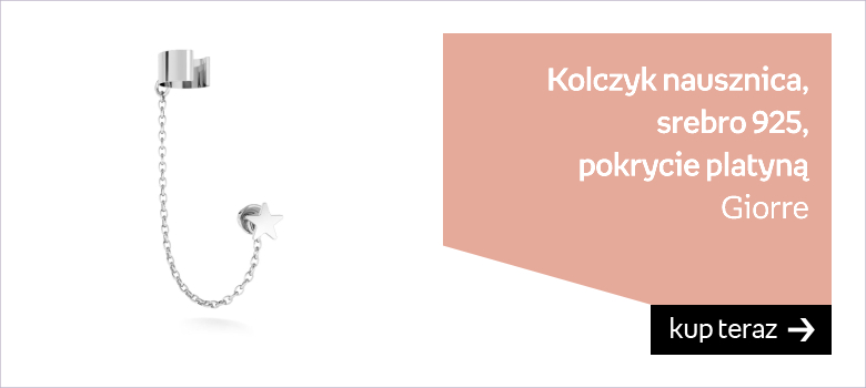 Kolczyk nausznica - gwiazda, srebro 925 : Srebro - kolor pokrycia - Pokrycie platyną 