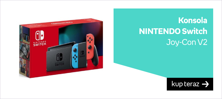 Konsola Nintendo Switch V2 z czerwonym i niebieskim kontrolerem