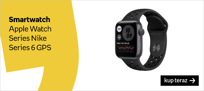 Czarny smartwatch Apple Watch series Nike 6 GPS