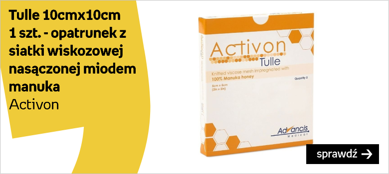 Tulle 10cmx10cm  1 szt. - opatrunek z siatki wiskozowej nasączonej miodem manuka  Activon