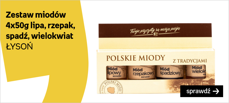 Zestaw miodów  4x50g lipa, rzepak, spadź, wielokwiat  ŁYSOŃ