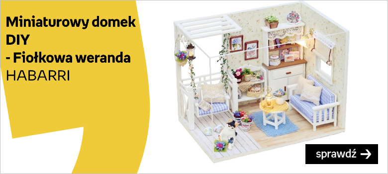 Miniaturowy domek DIY - Fiołkowa weranda / HABARRI