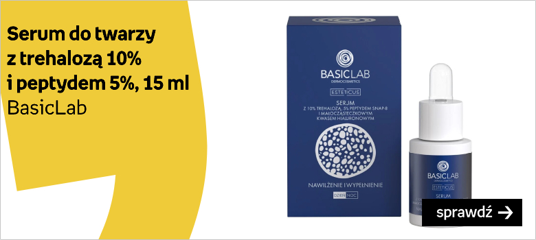 BasicLab, Serum do twarzy z Trehalozą 10% i Peptydem 5%, Serum nawilżające i wypełniające | Pojemność: 15 ml