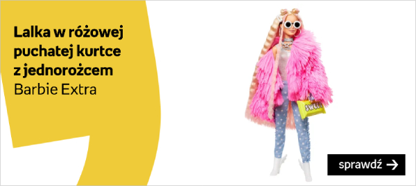 Barbie Extra, lalka Różowa puchata kurtka z jednorożcem