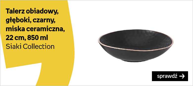 Talerz obiadowy, głęboki, czarny, miska ceramiczna, 22 cm, 850 ml Marka:Siaki Collection
