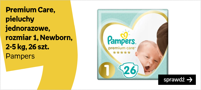 Pampers, Premium Care, Pieluchy jednorazowe, rozmiar 1, Newborn, 2-5 kg, 26 szt.