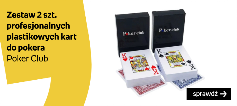 Poker Club, Zestaw 2 szt profesjonalnych plastikowych kart do pokera