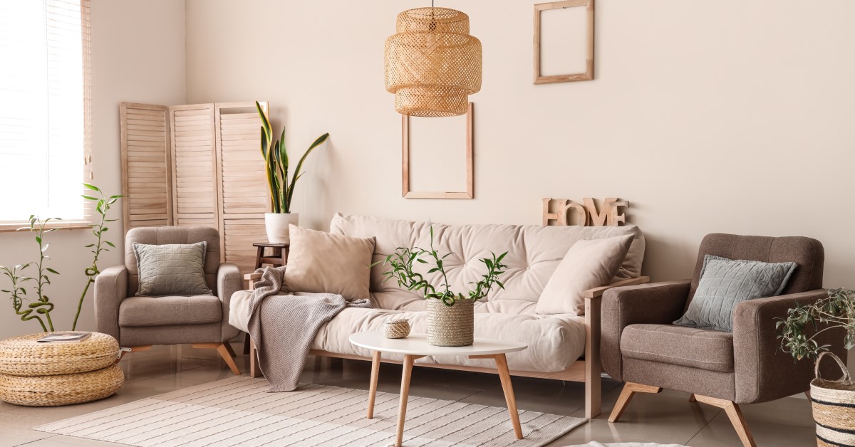 salon w stylu scandi boho