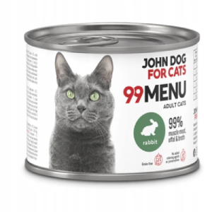 3 miejsce w rankingu mokrych karm dla kotów - Karma mokra dla kota JohnDog For Cats – królik