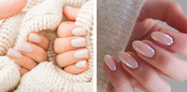Delikatne paznokcie na jesień w kolorze migdałowej bieli