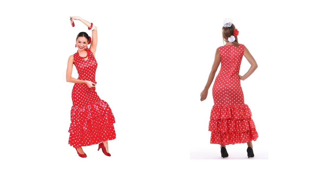 Strój dla dorosłych, flamenco, czerwony, rozmiar M