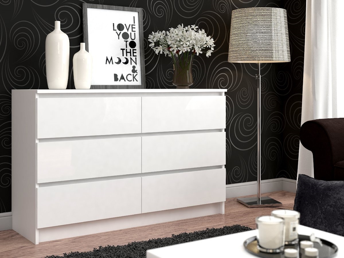 KOMODA KOMODY SZAFKA 120cm 6 SZUFLAD BIAŁA DUŻA Kolor mebla biały