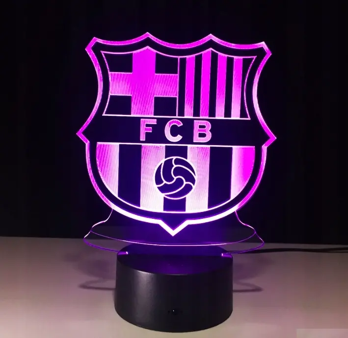 Lampka Nocna Klub FC Barcelona 3D Led Pilot Imię Zasilanie sieciowe