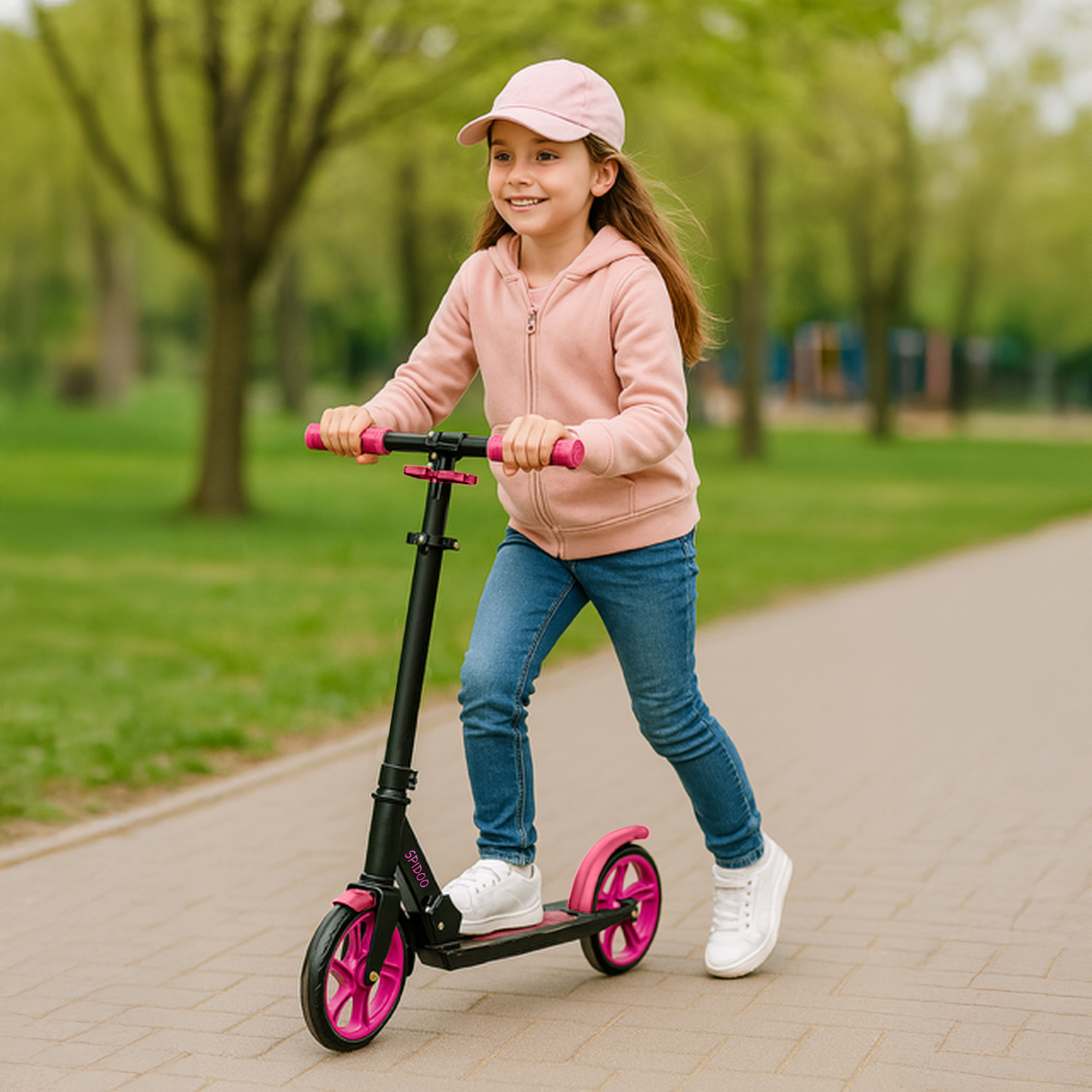 Hulajnoga Miejska Składana Duża dla Dzieci Lekka Duże Koła 200mm Hamulec Marka Kruzzel