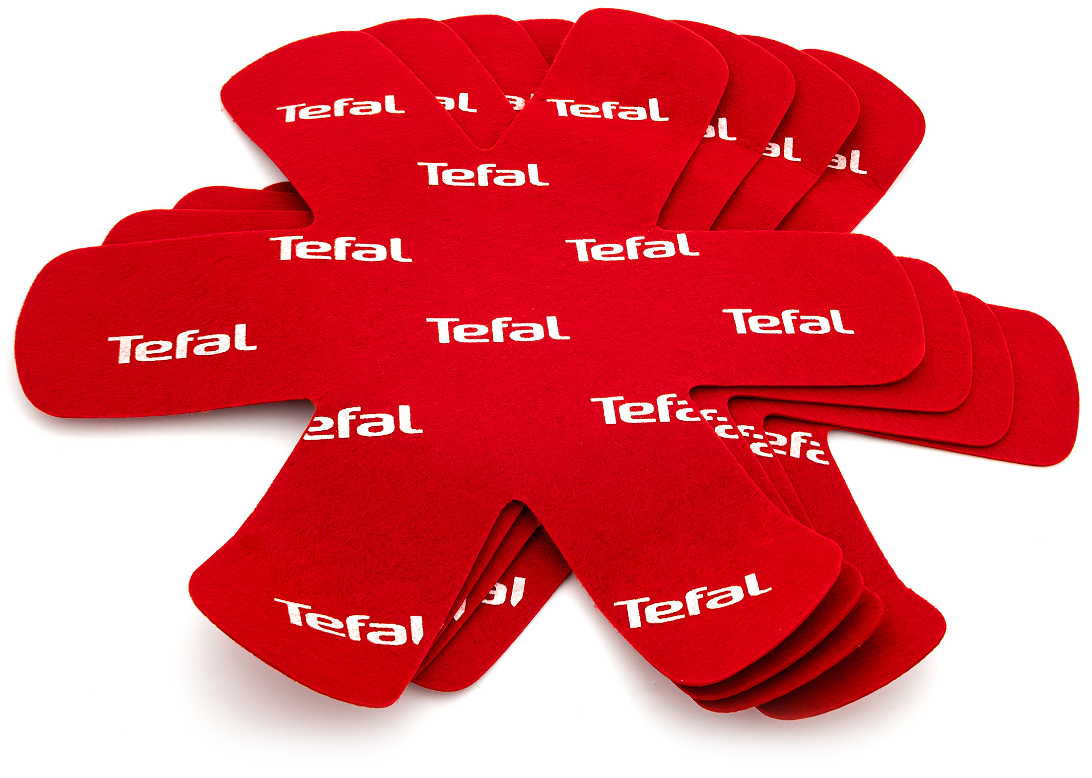 Cztery filcowe podkładki Tefal Ingenio Emotion z białym logo Tefal.